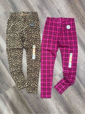 NWT Girl’s Thereabouts Cheetah & plaid Print Leggings Size M 10/12